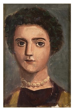 ACHILLE FUNI Ferrara, 1890 - Appiano Gentile 1972 Testa alla fayom, 1927 Olio...