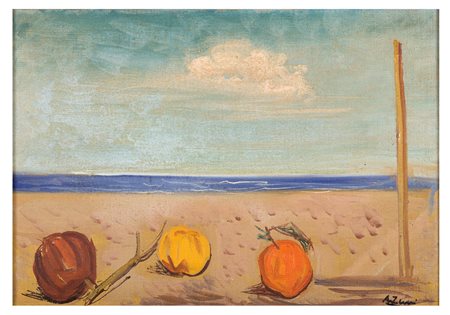 ACHILLE FUNI Ferrara, 1890 - Appiano Gentile 1972 Natura morta sulla spiaggia...