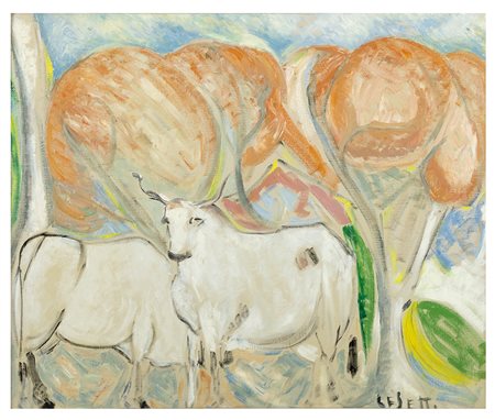 GIUSEPPE CESETTI TUSCANIA 1902 - 1990 Senza titolo 1960 Olio su tela cm 60 x...