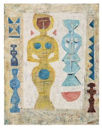 MASSIMO CAMPIGLI Berlino 1895 - Saint Tropez 1971 Figure, 1961 Olio su tela...