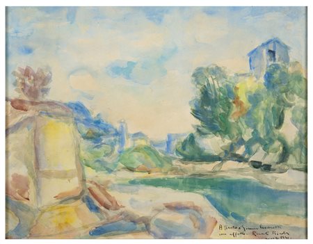 RENATO BIROLLI Verona 1905 - 1959 Paesaggio, 1941 Acquerello su carta cm 50 x...