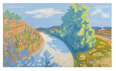 FRANCESCO MENZIO Tempio Pausania 1899 - Torino 1979 Paesaggio dall'alto Olio...