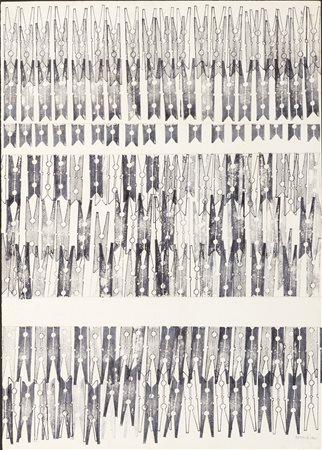 RENATO MAMBOR Roma 1936 - 2014 Le mollette replicate 1960 Tecnica a timbro...