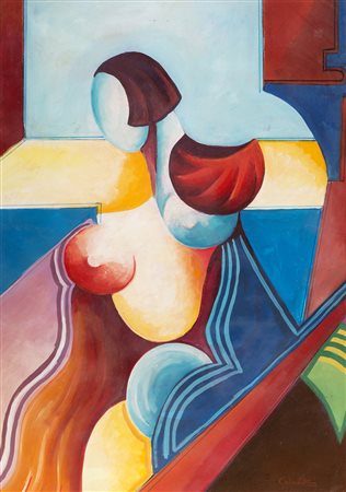 GIULIO D ANNA Villarosa 1908 - Messina 1978 Amante Olio e tempera su...