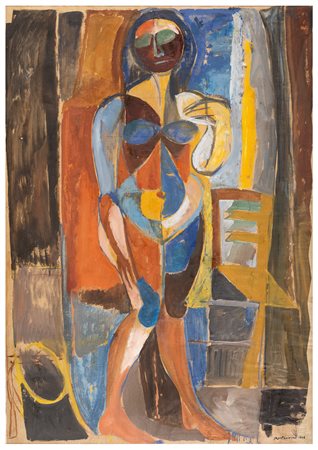 LUIGI MONTANARINI Firenze 1906 - Roma 1998 Figura di donna, 1948 Tempera e...