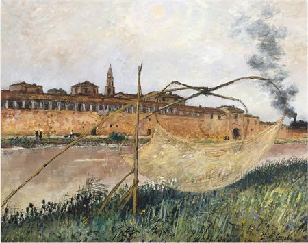 MICHELE CASCELLA Ortona 1892 - Milano 1989 Pescara, 1960 Olio su tela cm 75 x...