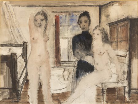 PAUL DELVEAUX Antheit 1897 - Furnes 1994 Wanze, 1933 Tecnica mista ad...