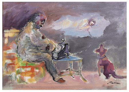 MINO MACCARI Siena 1898 - Roma 1989 Senza titolo, 1965 ca. Olio su tela...