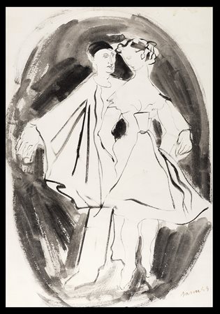 ALIGI SASSU Milano 1912 - 2000 Figure che ballano, 1949 China su carta cm 48...