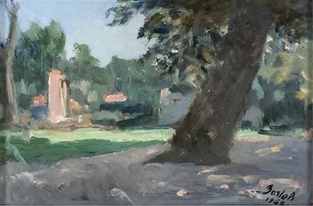 AMERIGO BARTOLI Terni 1890 - Rome, 1971 Paesaggio, 1960 Olio su tavola cm 20...