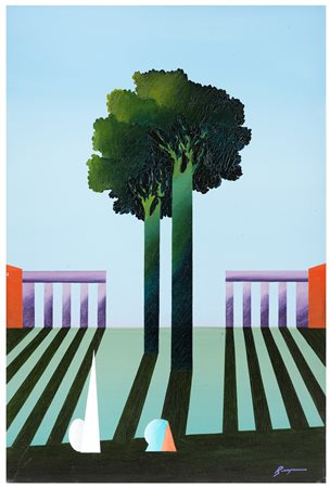 DANILO DI BERGAMO Venezia 1935 Giardini incantati, 1980 Olio su tela cm 60 x...