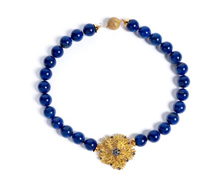 Collana in oro giallo e lapislazzuli