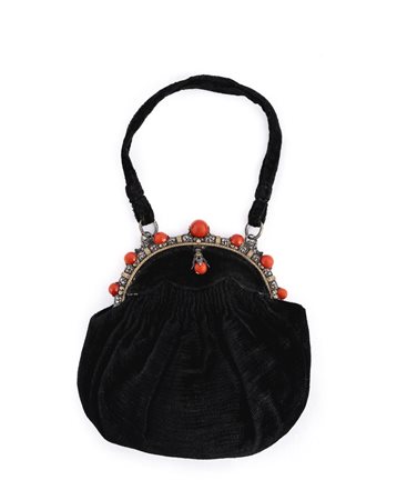 Buccellati, borsetta da sera in argento e corallo,1930 ca