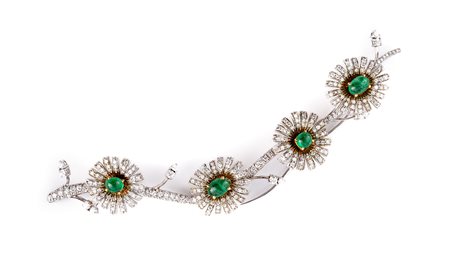 Spilla in oro, diamanti e smeraldi