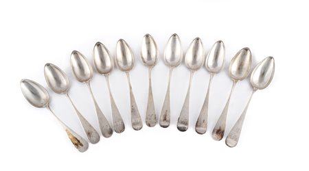 Set di posate da tavola in argento, Italia, XX secolo