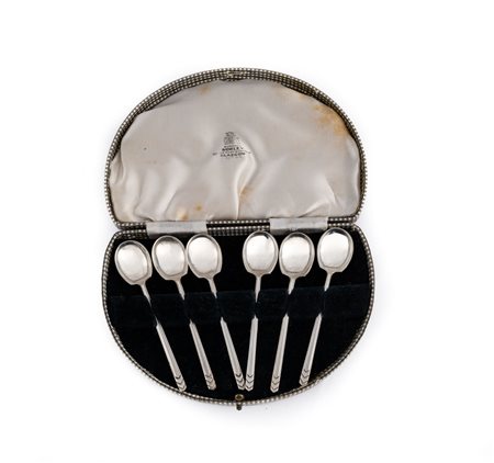 Sei cucchiaini da caffè in argento 925, Inghilterra, XX secolo