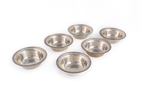 R. Miracoli & F., ciotole in argento, Italia, XX secolo