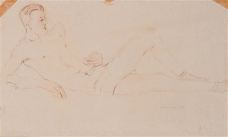 Filippo De Pisis (Ferrara 1896 - Milano 1956) Fanciullo sdraiato 1939 Firma e...