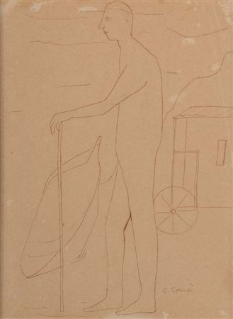 Carlo Carrà (Quargnento 1881 - Milano 1966) Il viandante Firma in basso a...