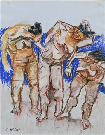 Fausto Pirandello (Roma 1899 - Roma 1975) Bagnanti Firma in basso a sinistra...