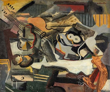 Louis Schanker (New York 1903 - New York 1981) Natura morta con frutta e...