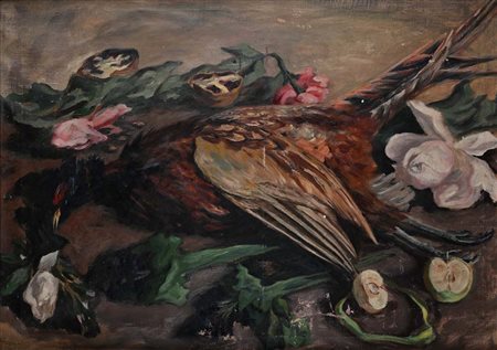 Carlo Levi (Torino 1902 - Roma 1975) Natura morta con cacciagione, mele,...