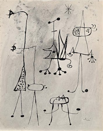Joan Mirò (Barcellona 1893 - Palma di Maiorca 1983) Figure Astratte 1949...