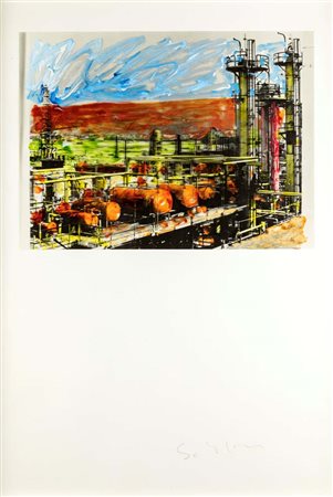 Mario Schifano (Homs 1934 - Roma 1998) Fabbrica 1982 Firma in basso...