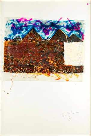 Mario Schifano (Homs 1934 - Roma 1998) Piramidi 1981 Firma e data sul fronte...