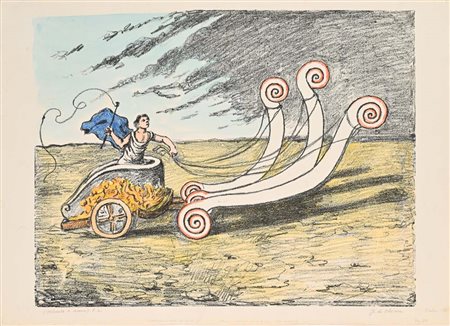 Giorgio De Chirico (Volo 1888 - Roma 1978) La biga invicibile 1968 Firma e...