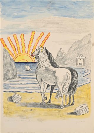 Giorgio De Chirico (Volo 1888 - Roma 1978) Cavalli sulla riva del tirreno...