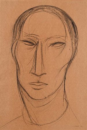 Carlo Carrà (Quargnento 1881 - Milano 1966) Studio di volto 1939 Firma e data...