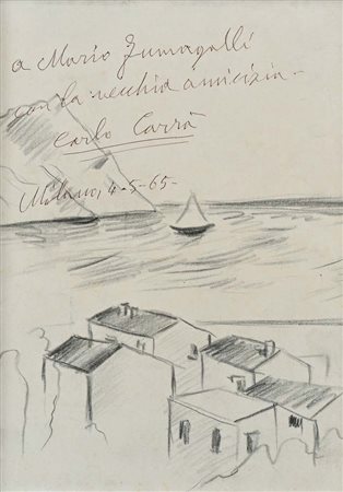 Carlo Carrà (Quargnento 1881 - Milano 1966) Paesaggio 1965 Sul fronte, a...