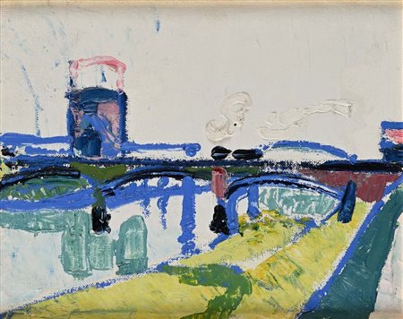 Antonio Vangelli (Roma 1917 - Roma 2003) Trastevere - Ponte Ferroviario 1945...