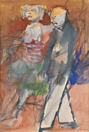 Mino Maccari (Siena 1898 - Roma 1989) A Passeggio Firma in basso a destra...