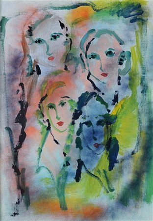 Ernesto Treccani (Milano 1920 - Milano 2009) Quattro figure Al verso reca...