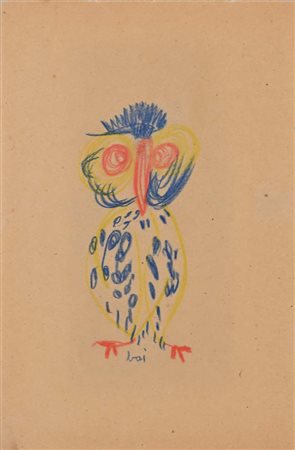 Baj Enrico (Milano 1924 - Vergiate 2003) Gufo Firma Baj in basso al centro....