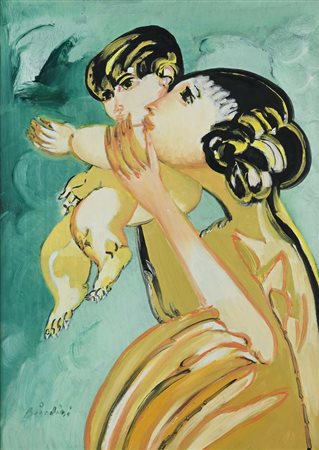 Remo Brindisi (Roma 1918 - Lido Di Spina 1996) Maternità Firma in basso a...