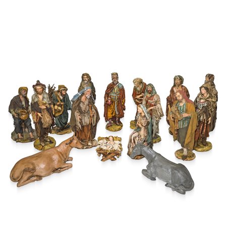 Angela Tripi Le Terracotte d'arte - Presepe di fattura palermitana realizzato a mano in terracotta e tessuto