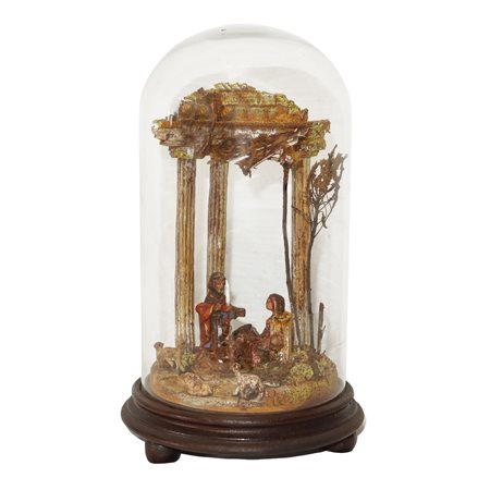 Presepe entro campana di vetro