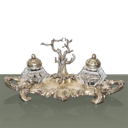 Calamaio in sheffield con iscrizione incisa, 1856