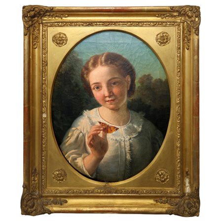 Bambina con farfalla in mano, 19° secolo