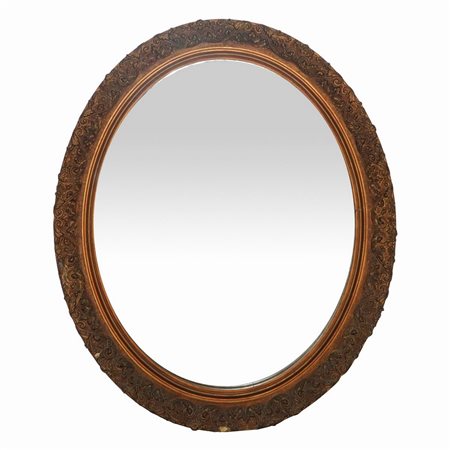 Specchiera ovale in legno dorato, fine 19° secolo
