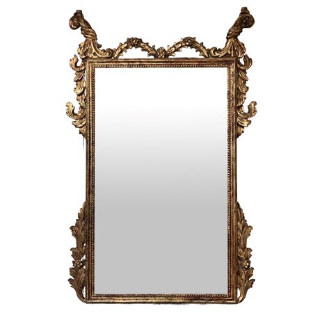 Specchiera in cornice in legno dorato con ghirlande a giro, 19° secolo