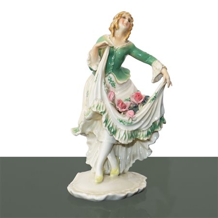 Ens Porzellan (Germania)  - Dama danzante, piccola statua in porcellana