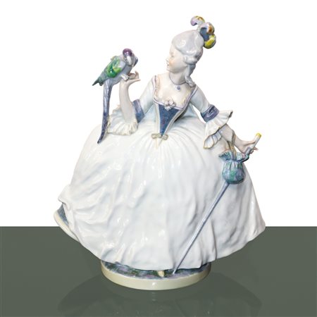 Ens Porzellan (Germania)  - Donna con pappagallo in porcellana