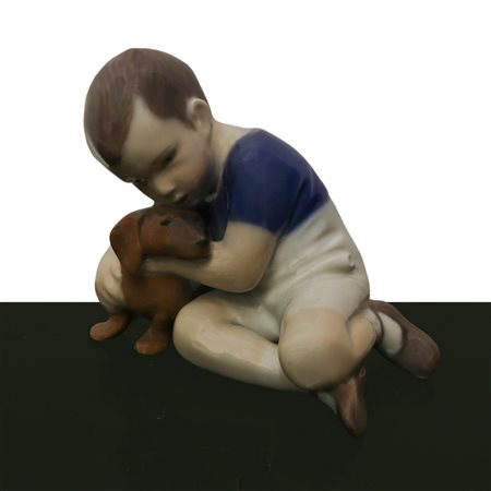 Royal Copenhagen Denmark - Bambino con bassotto (figurina n°440)