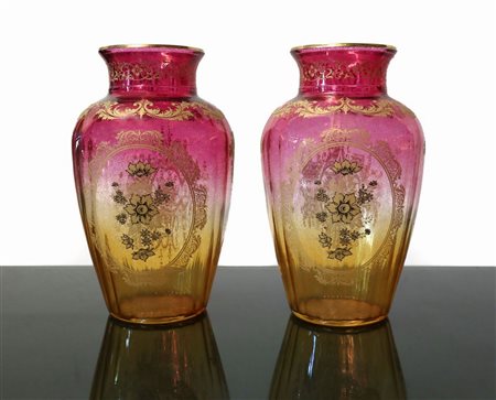 Coppia di vasi in vetro, 1950s