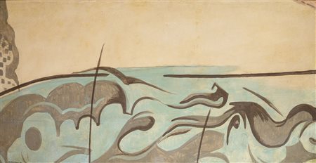 Enrico Prampolini 1894 Modena-1956 Roma Marina olio su tavola Largh. 143 -...