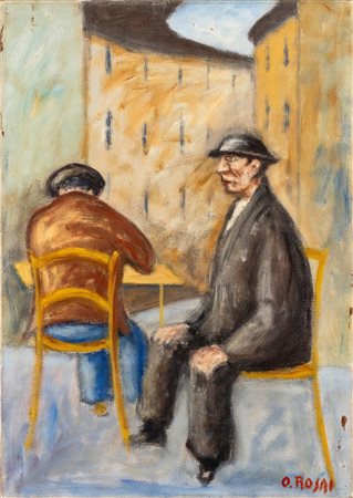 Ottone Rosai 1885 Firenze-1957 Ivrea Interno di caffè, 1956 olio su tela,...